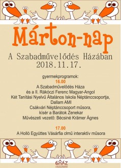 Hagyományos Márton-napra várják a családokat A Szabadművelődés Házába